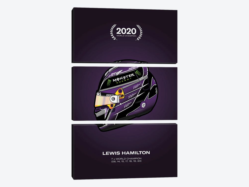 Lewis Hamilton Championship Helmet by avesix 3-piece Canvas Wall Art