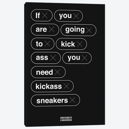 Kickass Sneakers (Black) Canvas Print #ASX172} by avesix Canvas Art