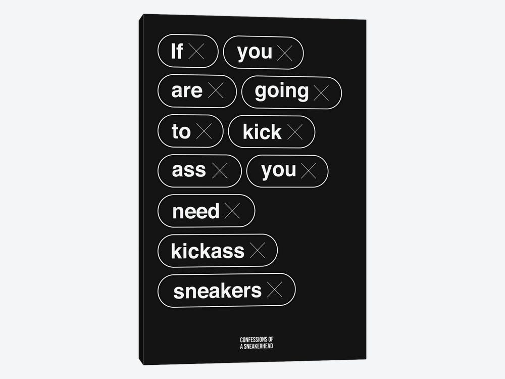 Kickass Sneakers (Black) by avesix 1-piece Canvas Print