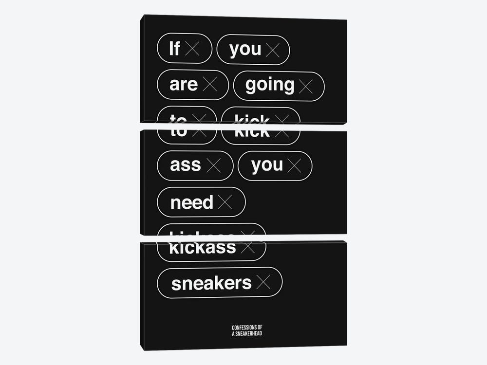 Kickass Sneakers (Black) by avesix 3-piece Art Print