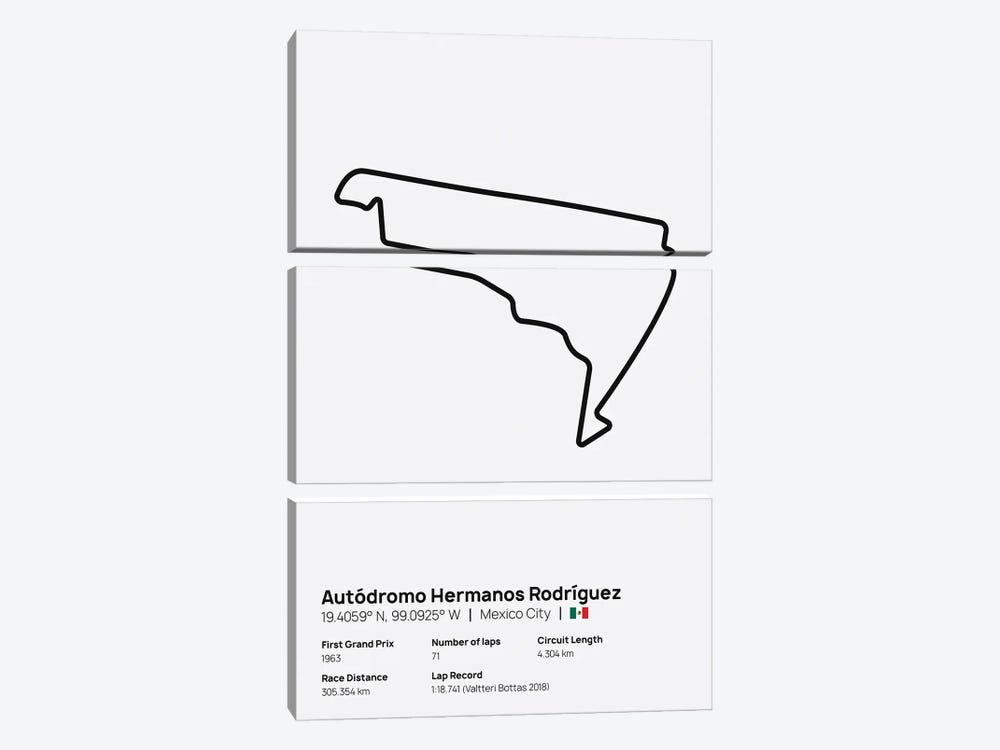 F1- Autódromo Hermanos Rodríguez by avesix 3-piece Canvas Art