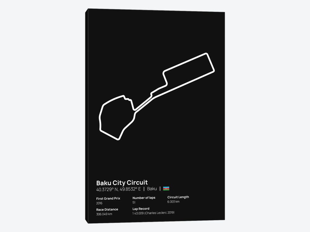 F1- Baku City Circuit by avesix 1-piece Canvas Artwork