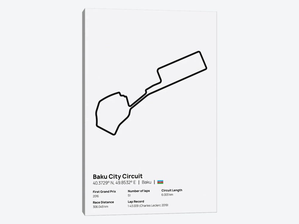F1- Baku City Circuit by avesix 1-piece Canvas Art Print