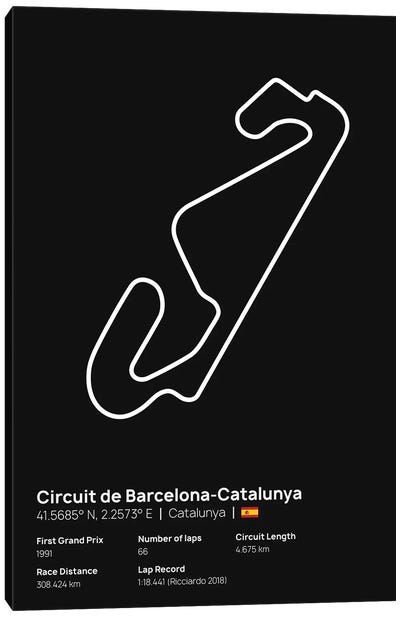 F1- Catalunya Circuit Canvas Art Print - Auto Racing Art
