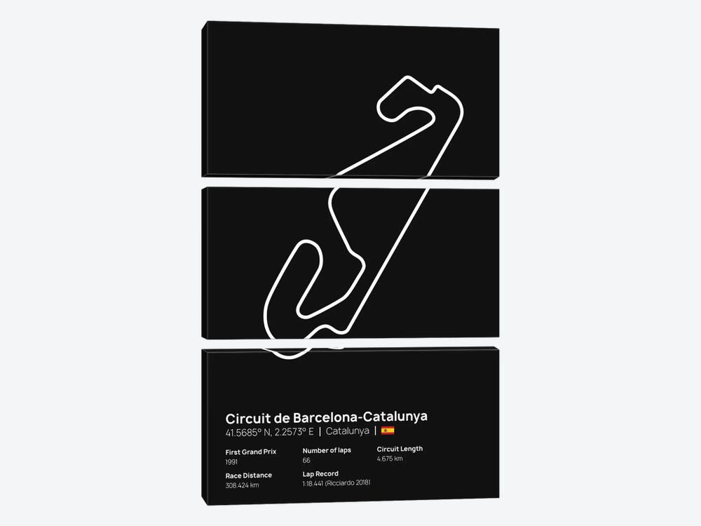 F1- Catalunya Circuit by avesix 3-piece Canvas Art