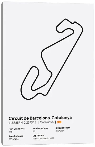 F1- Catalunya Circuit Canvas Art Print - Auto Racing Art