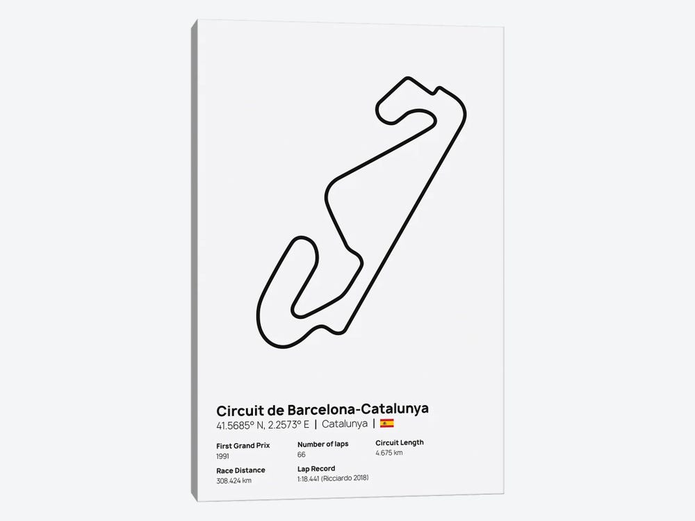 F1- Catalunya Circuit by avesix 1-piece Canvas Print