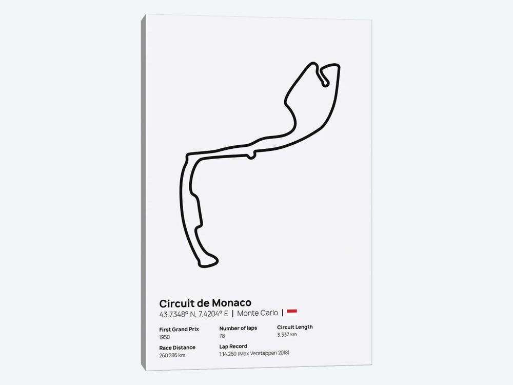 F1- Circuit de Monaco by avesix 1-piece Canvas Print