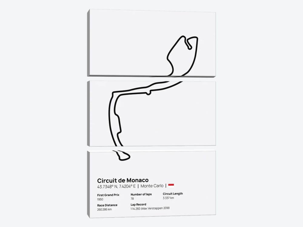 F1- Circuit de Monaco by avesix 3-piece Art Print