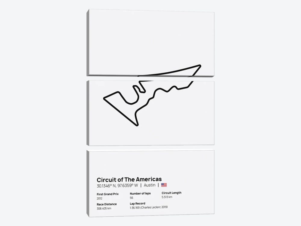 F1- Circuit Of The Americas ( by avesix 3-piece Canvas Art