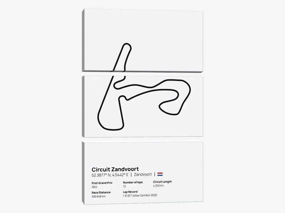 F1- Circuit Zandvoort by avesix 3-piece Canvas Art
