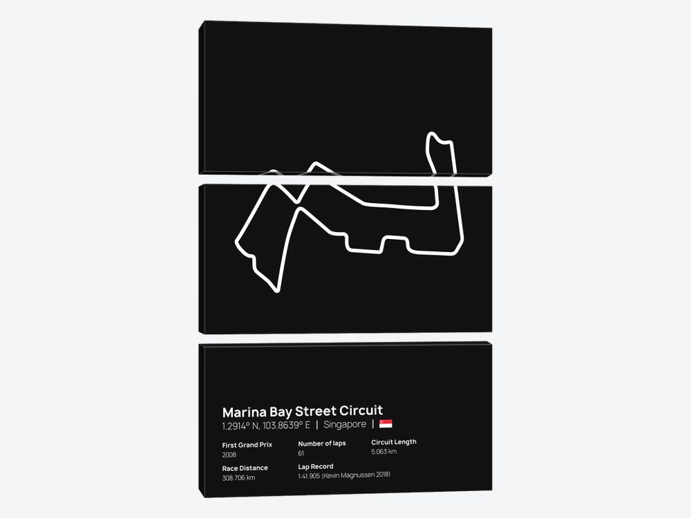 F1- Marina Bay Street Circuit by avesix 3-piece Canvas Art