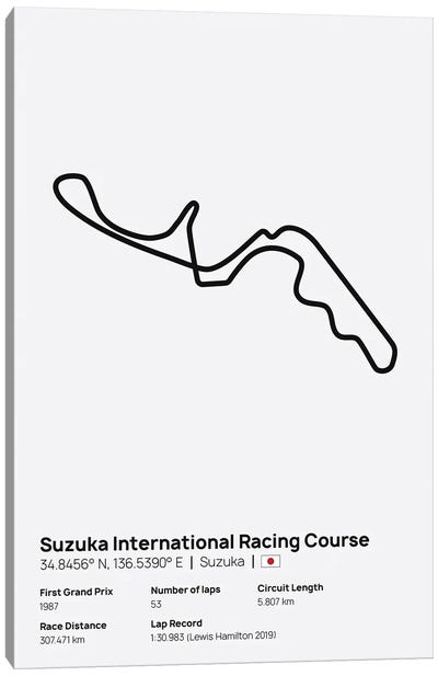 F1- Suzuka International Racing Course Canvas Art Print - Auto Racing Art