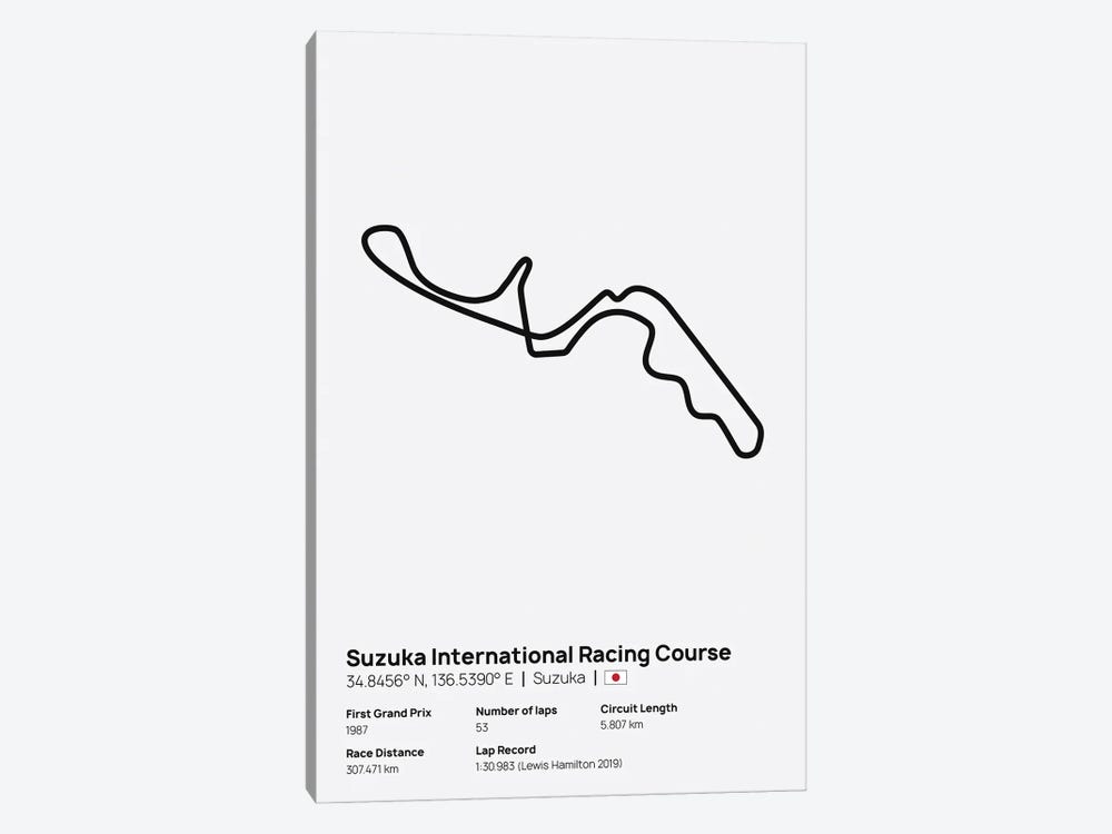 F1- Suzuka International Racing Course by avesix 1-piece Canvas Art Print