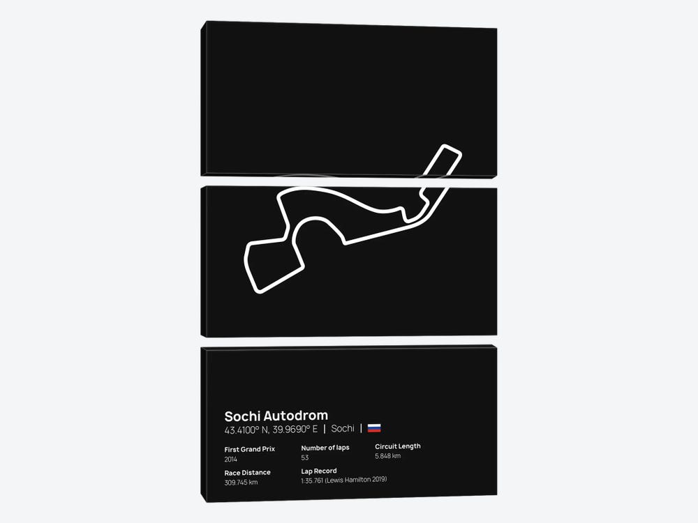 F1 Sochi Autodrom by avesix 3-piece Canvas Art Print