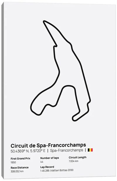 F1- Spa Francorchamps Circuit Canvas Art Print - Auto Racing Art