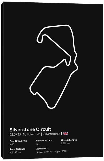 F1- Silver Stone Circuit Canvas Art Print - avesix