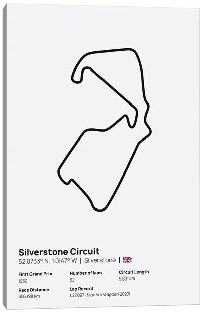 F1- Silver Stone Circuit Canvas Art Print - avesix