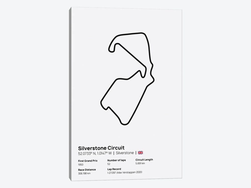 F1- Silver Stone Circuit by avesix 1-piece Canvas Artwork