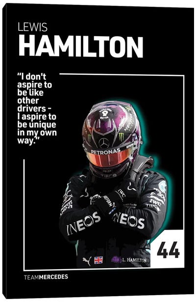 Lewis Hamilton (Black) Canvas Art Print - Auto Racing Art