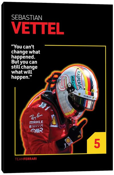 Sebastian Vettel (Black) Canvas Art Print - Sebastian Vettel
