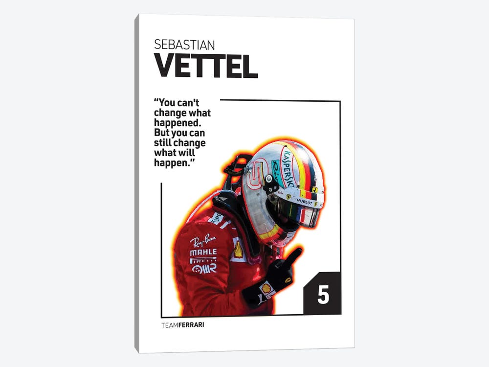 Sebastian Vettel (White) by avesix 1-piece Canvas Wall Art