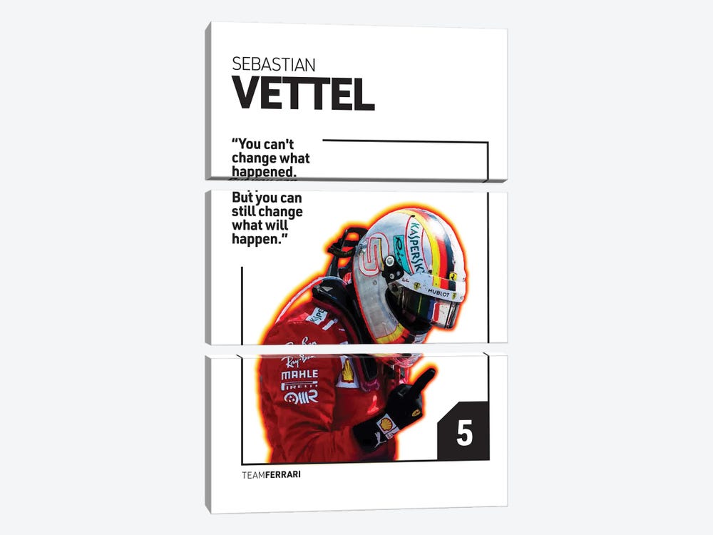 Sebastian Vettel (White) by avesix 3-piece Canvas Wall Art