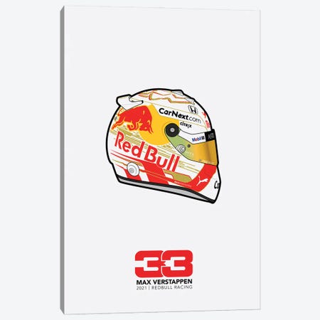 Max Verstappen Helmet 2021 (White) Canvas Print #ASX248} by avesix Canvas Artwork