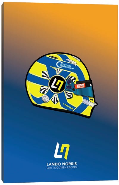 Lando Norris Helmet 2021 (Blue) Canvas Art Print - Auto Racing Art