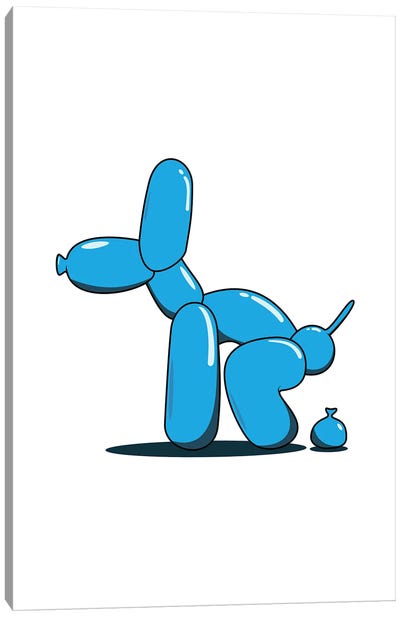 Blue Pooping Balloon Canvas Art Print - Dopamine Decor