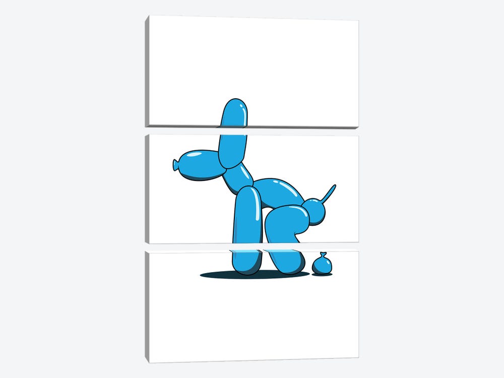 Blue Pooping Balloon by avesix 3-piece Canvas Wall Art