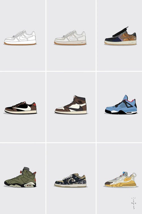 Travis Scott Sneaker Collection by avesix wall art