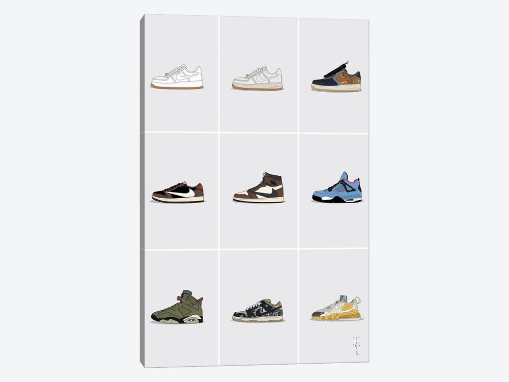 Travis Scott Sneaker Collection by avesix 1-piece Canvas Art Print