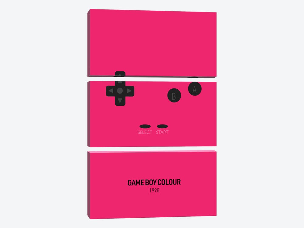 Minimalist Game Boy Colour (Fuchsia) by avesix 3-piece Art Print