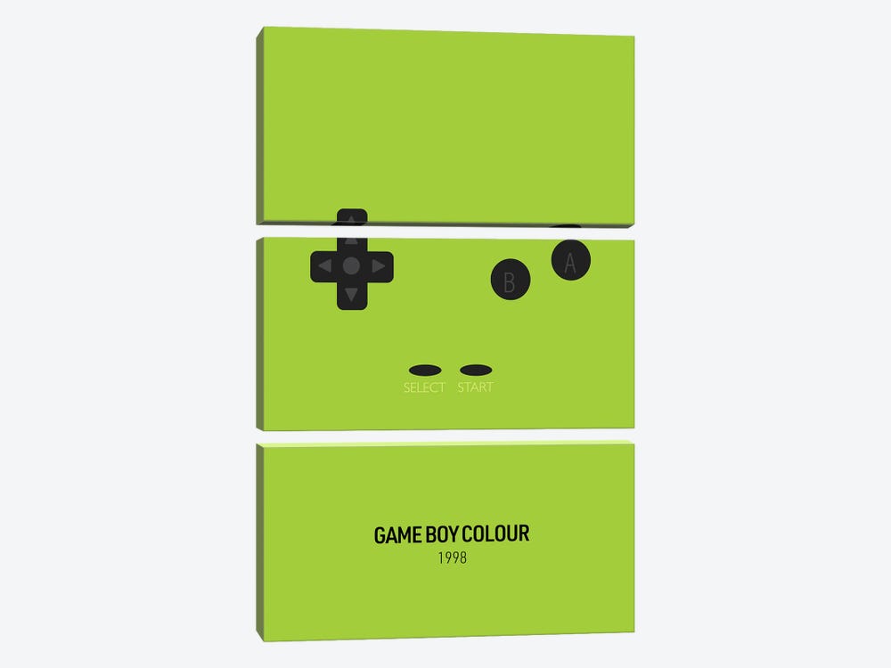 Minimalist Game Boy Colour (Green) by avesix 3-piece Canvas Art Print