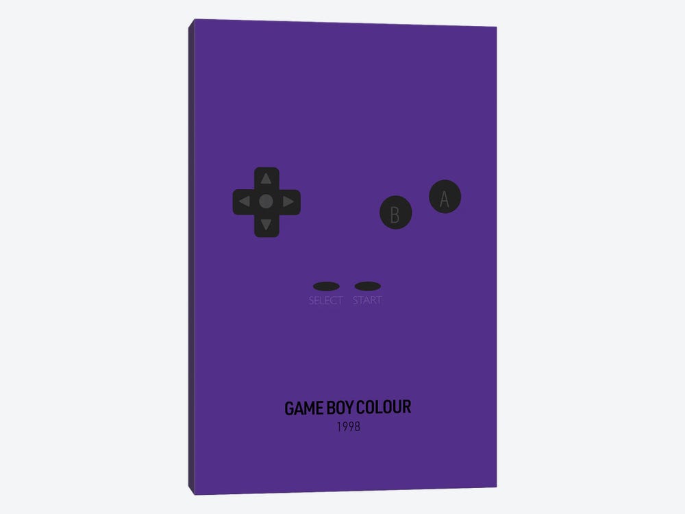 Minimalist Game Boy Colour (Purple) by avesix 1-piece Canvas Wall Art