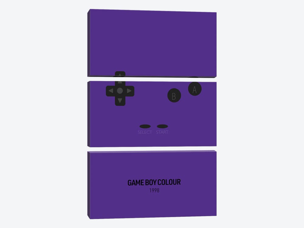 Minimalist Game Boy Colour (Purple) by avesix 3-piece Canvas Art