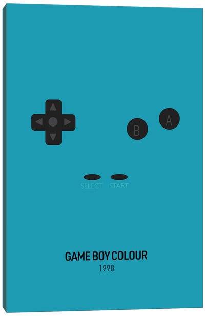 Minimalist Game Boy Colour (Teal) Canvas Art Print - Limited Edition Art
