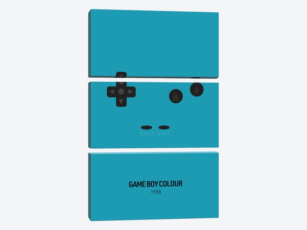 Minimalist Game Boy Colour (Teal) by avesix 3-piece Art Print