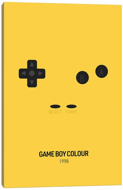 Minimalist Game Boy Colour (Yellow) Canvas Art Print - Game Room Art