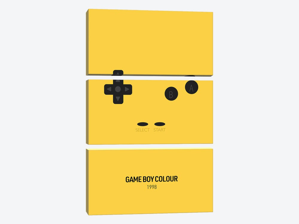 Minimalist Game Boy Colour (Yellow) by avesix 3-piece Canvas Art