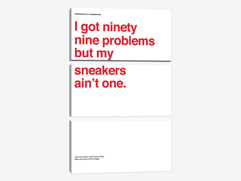 99 Problems But Sneakers Ain't One I by avesix 3-piece Canvas Art Print
