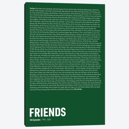Friends Episodes (Green) Canvas Print #ASX281} by avesix Canvas Art