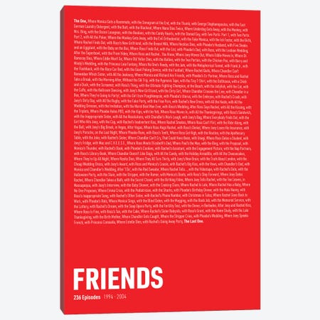 Friends Episodes (Red) Canvas Print #ASX282} by avesix Canvas Artwork