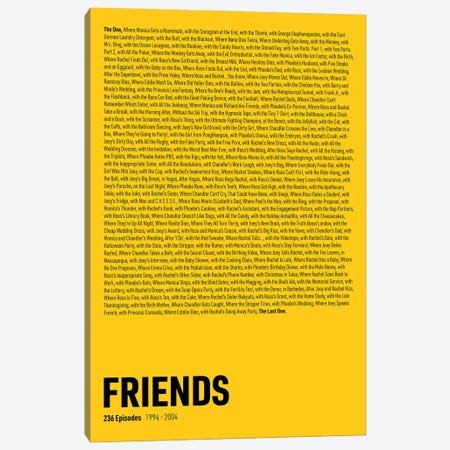 Friends Episodes (Yellow) Canvas Print #ASX284} by avesix Art Print