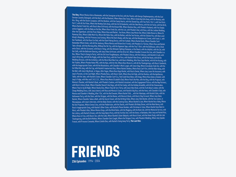 Friends Episodes (Blue) by avesix 1-piece Art Print