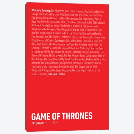 Game Of Thrones Episodes (Red) Canvas Print #ASX288} by avesix Canvas Art