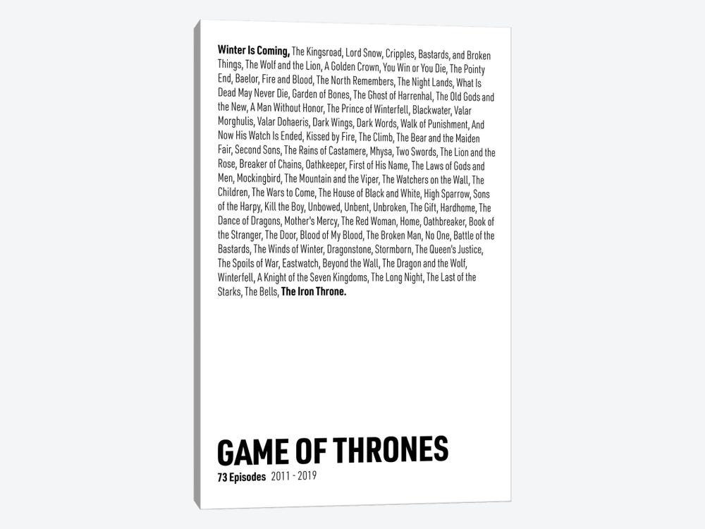 Game Of Thrones Episodes (White) by avesix 1-piece Art Print