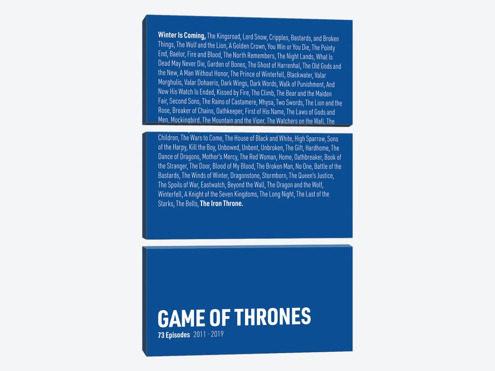 Game Of Thrones Episodes (Blue) by avesix 3-piece Canvas Artwork