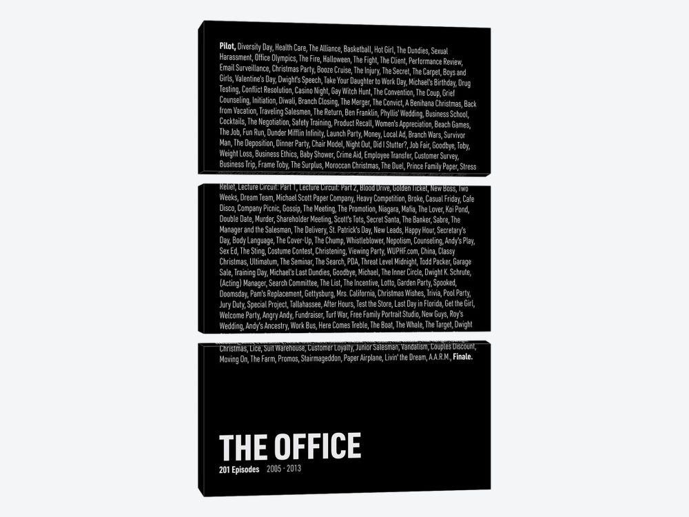The Office Episodes (Black) by avesix 3-piece Art Print